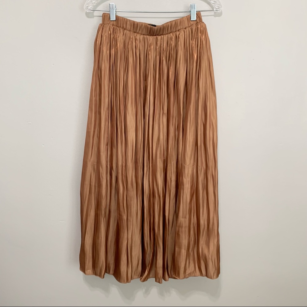 Do + Be Pleated Gold Midi Skirt